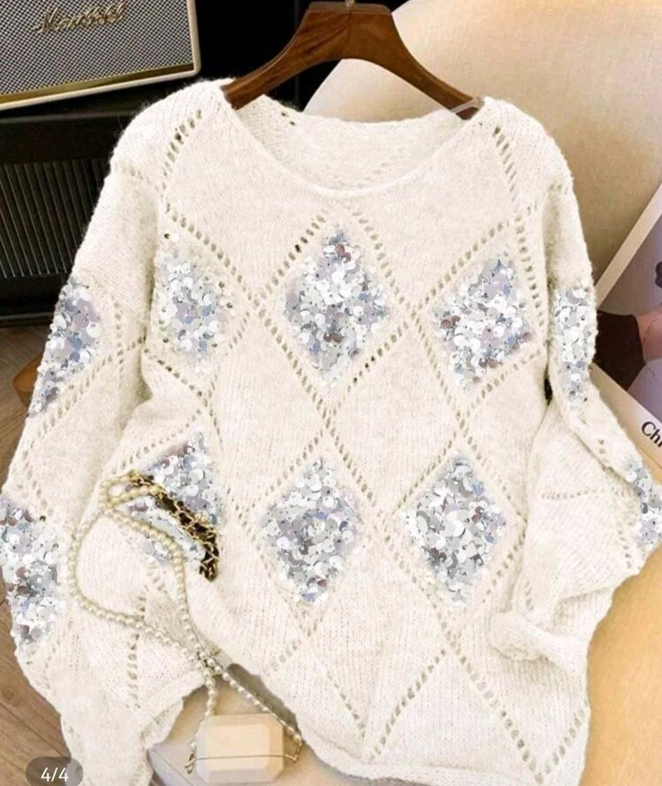 كنزة صوفية نسائية تطريز